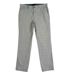 Banana Republic Slim Fit Mens Plaid Dress Pants 36x34(32) Gray Office Work